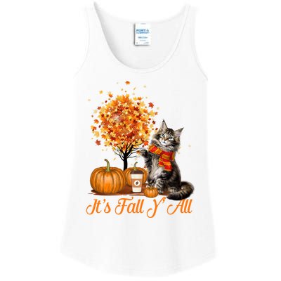 ItS Fall YAll Maine Coon Cat Halloween Hanksgiving Gift Ladies Essential Tank