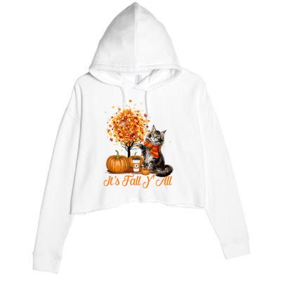 ItS Fall YAll Maine Coon Cat Halloween Hanksgiving Gift Crop Fleece Hoodie