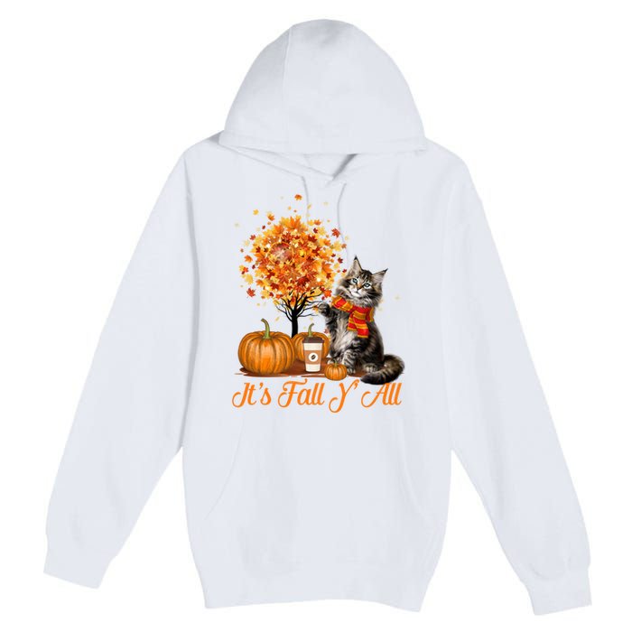 ItS Fall YAll Maine Coon Cat Halloween Hanksgiving Gift Premium Pullover Hoodie