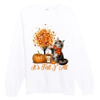 ItS Fall YAll Maine Coon Cat Halloween Hanksgiving Gift Premium Crewneck Sweatshirt