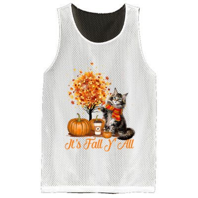 ItS Fall YAll Maine Coon Cat Halloween Hanksgiving Gift Mesh Reversible Basketball Jersey Tank