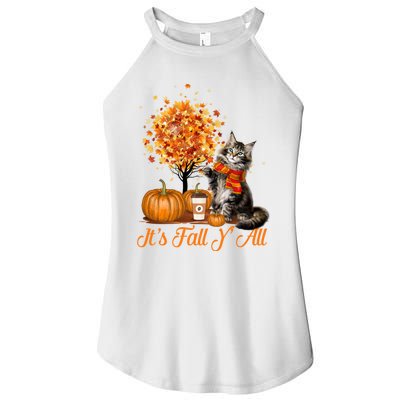 ItS Fall YAll Maine Coon Cat Halloween Hanksgiving Gift Women's Perfect Tri Rocker Tank