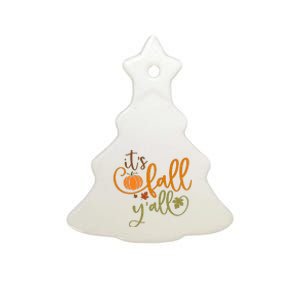 It's Fall Y'all Pumpkin Spice Retro Autumn Thanksgiving Ceramic Tree Ornament