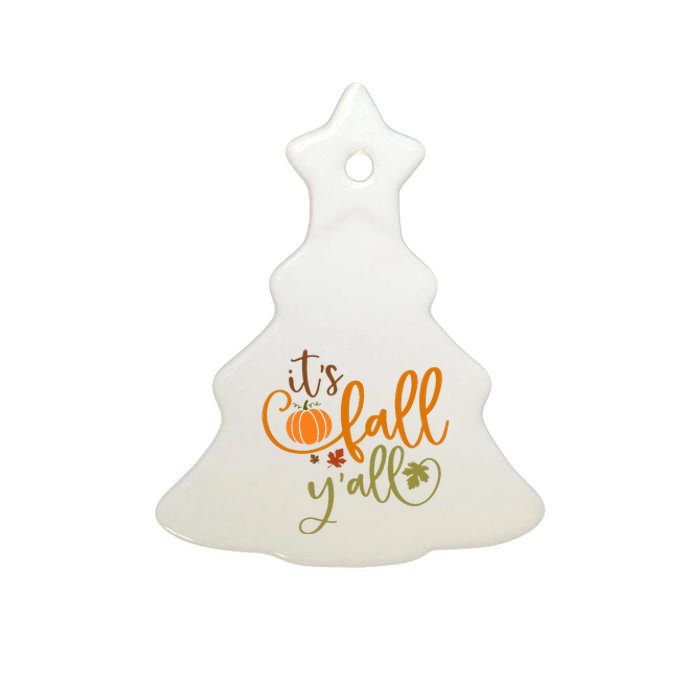 It's Fall Y'all Pumpkin Spice Retro Autumn Thanksgiving Ceramic Tree Ornament