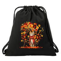 It’S Fall Y’All Cat Leaves And Autumn Vibes Drawstring Bag
