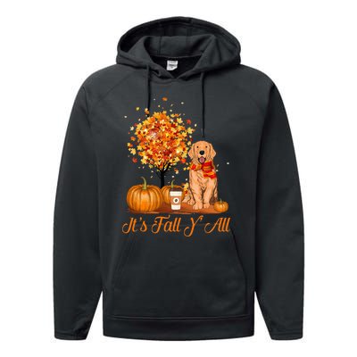 It's Fall Y'All Golden Retrievers Dog Halloween Thanksgiving Performance Fleece Hoodie