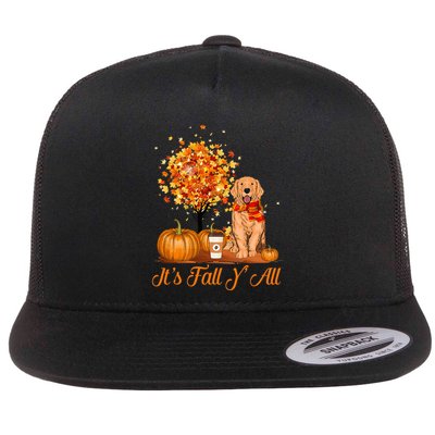 It's Fall Y'All Golden Retrievers Dog Halloween Thanksgiving Flatbill Hat