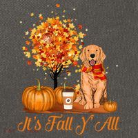 It's Fall Y'All Golden Retrievers Dog Halloween Thanksgiving Cotton Canvas Backpack