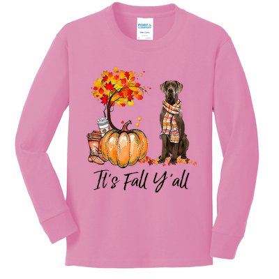 It's Fall Y'all Great Dane Dog Lovers Thanksgiving Halloween Kids Long Sleeve Shirt