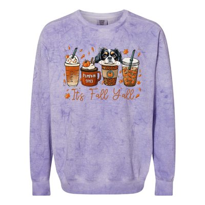 It’S Fall Y’All Japanese Chin Coffee Pumpkin Spice Autumn Colorblast Crewneck Sweatshirt