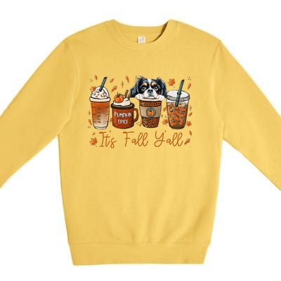 It’S Fall Y’All Japanese Chin Coffee Pumpkin Spice Autumn Premium Crewneck Sweatshirt