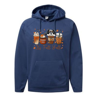 It’S Fall Y’All Japanese Chin Coffee Pumpkin Spice Autumn Performance Fleece Hoodie