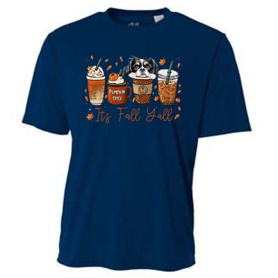 It’S Fall Y’All Japanese Chin Coffee Pumpkin Spice Autumn Cooling Performance Crew T-Shirt