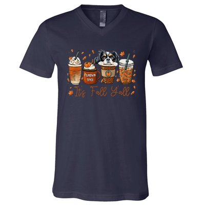 It’S Fall Y’All Japanese Chin Coffee Pumpkin Spice Autumn V-Neck T-Shirt