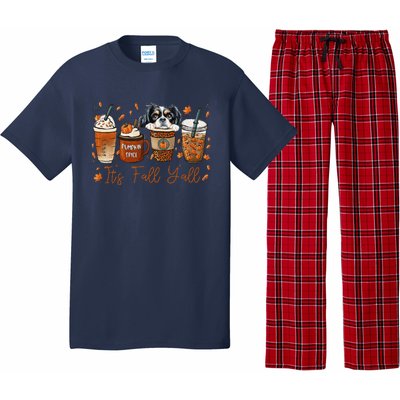 It’S Fall Y’All Japanese Chin Coffee Pumpkin Spice Autumn Pajama Set