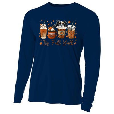 It’S Fall Y’All Japanese Chin Coffee Pumpkin Spice Autumn Cooling Performance Long Sleeve Crew