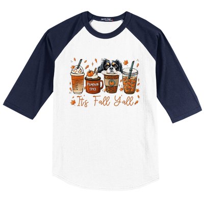 It’S Fall Y’All Japanese Chin Coffee Pumpkin Spice Autumn Baseball Sleeve Shirt