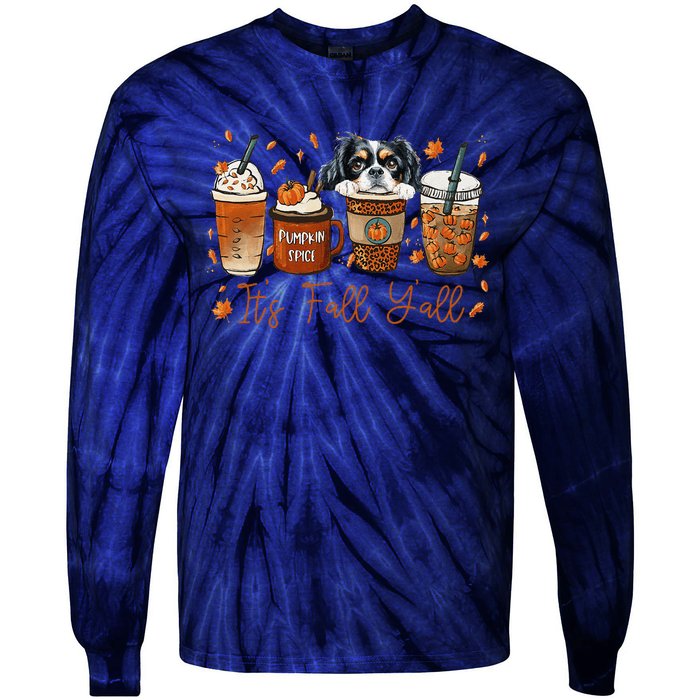 It’S Fall Y’All Japanese Chin Coffee Pumpkin Spice Autumn Tie-Dye Long Sleeve Shirt