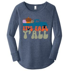 Its Fall Yall Pumpkin Truck Leopard Autumn Thanksgiving Meaningful Gift Women's Perfect Tri Tunic Long Sleeve Shirt