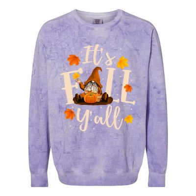 ItS Fall YAll Cute Gnomes Pumpkin Autumn Tree Fall Leaves Funny Gift Colorblast Crewneck Sweatshirt