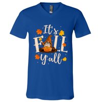 ItS Fall YAll Cute Gnomes Pumpkin Autumn Tree Fall Leaves Funny Gift V-Neck T-Shirt