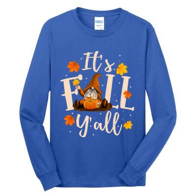 ItS Fall YAll Cute Gnomes Pumpkin Autumn Tree Fall Leaves Funny Gift Tall Long Sleeve T-Shirt