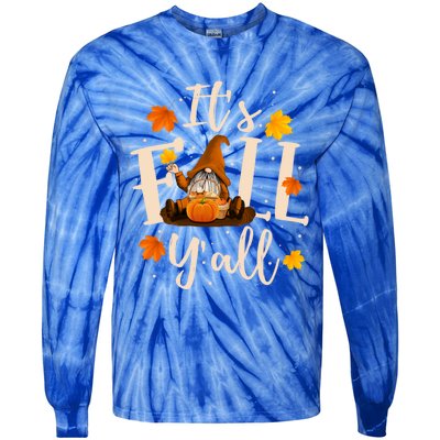 ItS Fall YAll Cute Gnomes Pumpkin Autumn Tree Fall Leaves Funny Gift Tie-Dye Long Sleeve Shirt