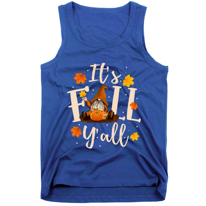 ItS Fall YAll Cute Gnomes Pumpkin Autumn Tree Fall Leaves Funny Gift Tank Top