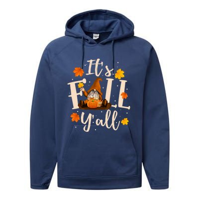 ItS Fall YAll Cute Gnomes Pumpkin Autumn Tree Fall Leaves Funny Gift Performance Fleece Hoodie