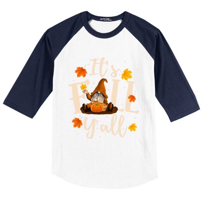 ItS Fall YAll Cute Gnomes Pumpkin Autumn Tree Fall Leaves Funny Gift Baseball Sleeve Shirt