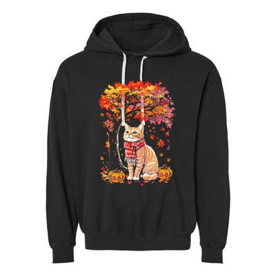 ItS Fall Yall Cat Leaf Fall Tree Hello Autumn Thanksgiving Garment-Dyed Fleece Hoodie