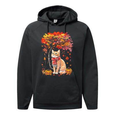 ItS Fall Yall Cat Leaf Fall Tree Hello Autumn Thanksgiving Performance Fleece Hoodie