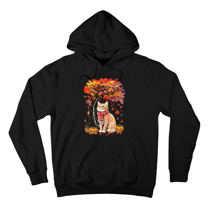 ItS Fall Yall Cat Leaf Fall Tree Hello Autumn Thanksgiving Hoodie