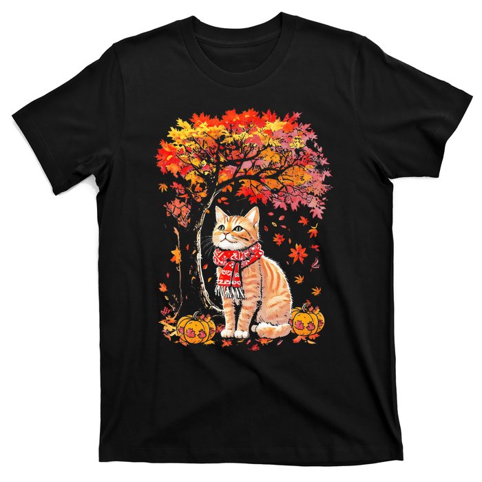 ItS Fall Yall Cat Leaf Fall Tree Hello Autumn Thanksgiving T-Shirt