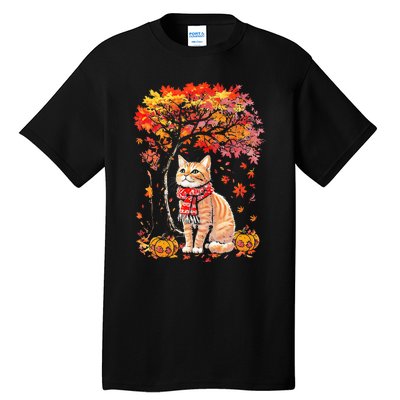 ItS Fall Yall Cat Leaf Fall Tree Hello Autumn Thanksgiving Tall T-Shirt