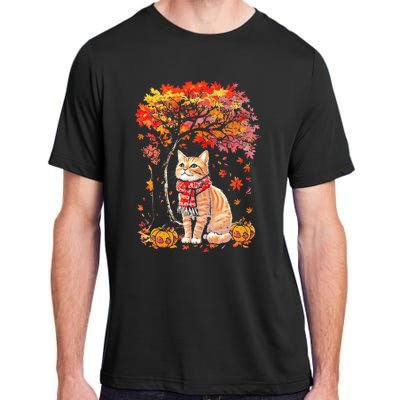 ItS Fall Yall Cat Leaf Fall Tree Hello Autumn Thanksgiving Adult ChromaSoft Performance T-Shirt