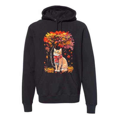 ItS Fall Yall Cat Leaf Fall Tree Hello Autumn Thanksgiving Premium Hoodie