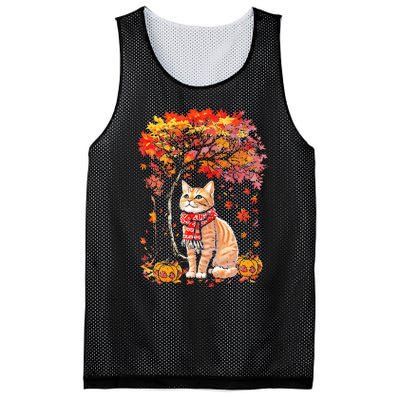 ItS Fall Yall Cat Leaf Fall Tree Hello Autumn Thanksgiving Mesh Reversible Basketball Jersey Tank