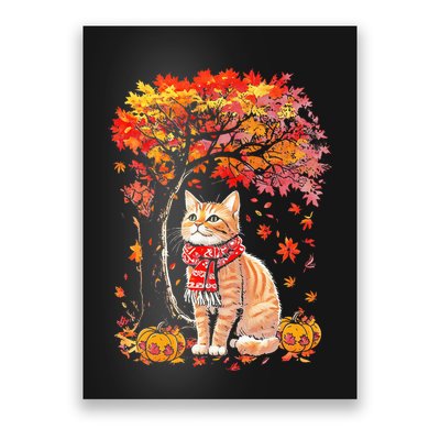 ItS Fall Yall Cat Leaf Fall Tree Hello Autumn Thanksgiving Poster