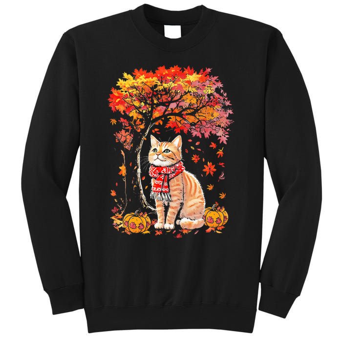 ItS Fall Yall Cat Leaf Fall Tree Hello Autumn Thanksgiving Tall Sweatshirt