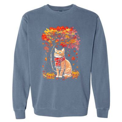 ItS Fall Yall Cat Leaf Fall Tree Hello Autumn Thanksgiving Garment-Dyed Sweatshirt