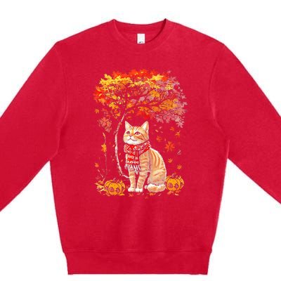 ItS Fall Yall Cat Leaf Fall Tree Hello Autumn Thanksgiving Premium Crewneck Sweatshirt