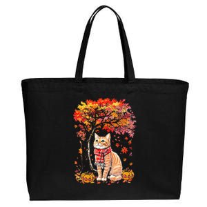 ItS Fall Yall Cat Leaf Fall Tree Hello Autumn Thanksgiving Cotton Canvas Jumbo Tote