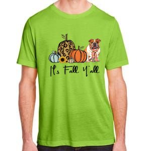 ItS Fall YAll Yellow Bulldog Dog Leopard Pumpkin Falling Gift Adult ChromaSoft Performance T-Shirt