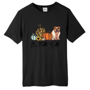 ItS Fall YAll Yellow Bulldog Dog Leopard Pumpkin Falling Gift Tall Fusion ChromaSoft Performance T-Shirt