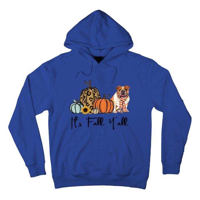 ItS Fall YAll Yellow Bulldog Dog Leopard Pumpkin Falling Gift Hoodie