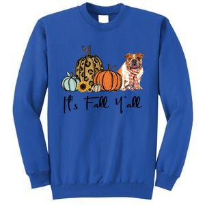 ItS Fall YAll Yellow Bulldog Dog Leopard Pumpkin Falling Gift Sweatshirt