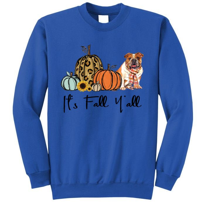 ItS Fall YAll Yellow Bulldog Dog Leopard Pumpkin Falling Gift Sweatshirt