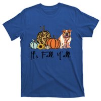 ItS Fall YAll Yellow Bulldog Dog Leopard Pumpkin Falling Gift T-Shirt