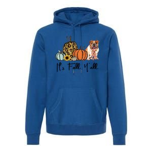 ItS Fall YAll Yellow Bulldog Dog Leopard Pumpkin Falling Gift Premium Hoodie